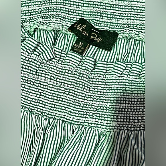 MELISSA PAIGE Navy and white micro striped off shoulder top size M.‎ - Picture 9 of 11